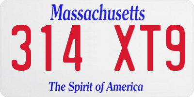 MA license plate 314XT9