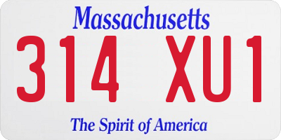 MA license plate 314XU1