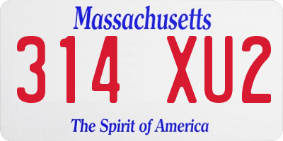 MA license plate 314XU2