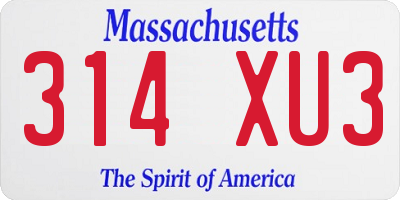 MA license plate 314XU3