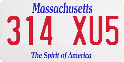 MA license plate 314XU5