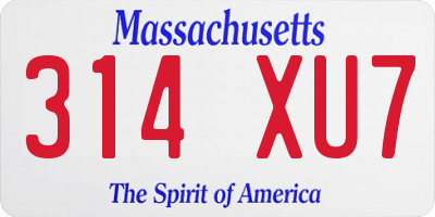 MA license plate 314XU7