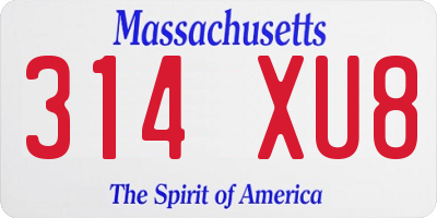 MA license plate 314XU8
