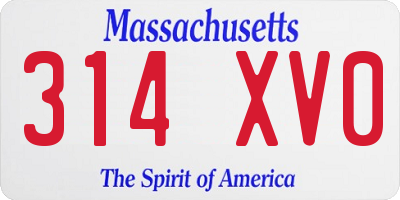 MA license plate 314XV0