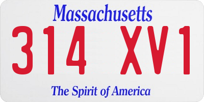 MA license plate 314XV1