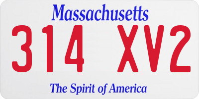 MA license plate 314XV2