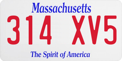 MA license plate 314XV5