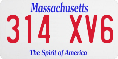 MA license plate 314XV6