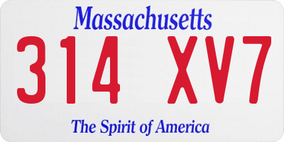 MA license plate 314XV7