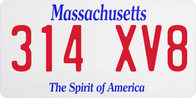 MA license plate 314XV8