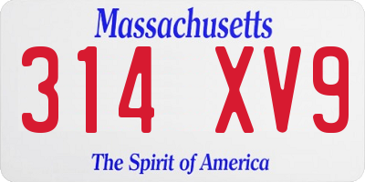 MA license plate 314XV9