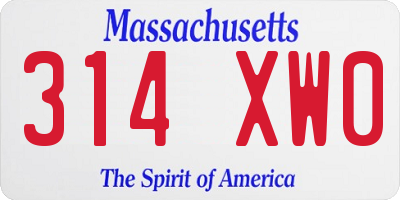 MA license plate 314XW0