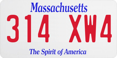 MA license plate 314XW4