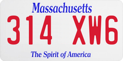 MA license plate 314XW6