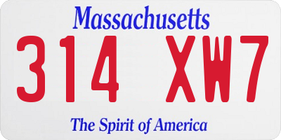 MA license plate 314XW7