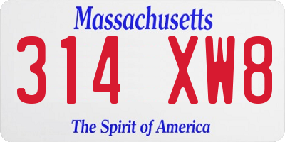 MA license plate 314XW8