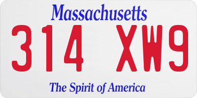 MA license plate 314XW9