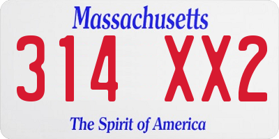 MA license plate 314XX2