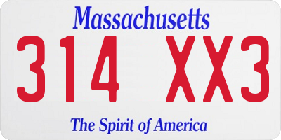 MA license plate 314XX3