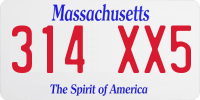 MA license plate 314XX5