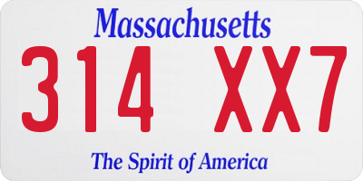 MA license plate 314XX7