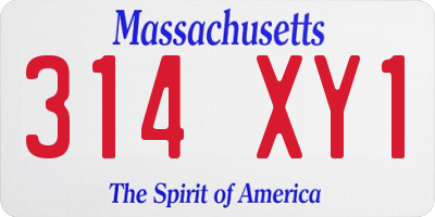 MA license plate 314XY1