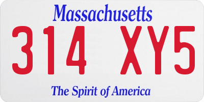 MA license plate 314XY5