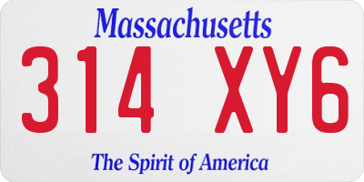 MA license plate 314XY6