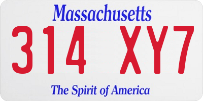 MA license plate 314XY7