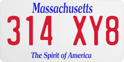 MA license plate 314XY8