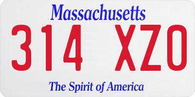 MA license plate 314XZ0