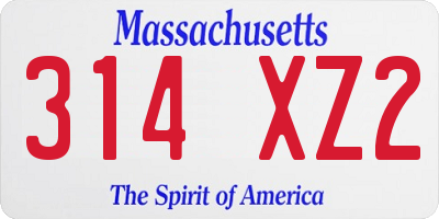 MA license plate 314XZ2