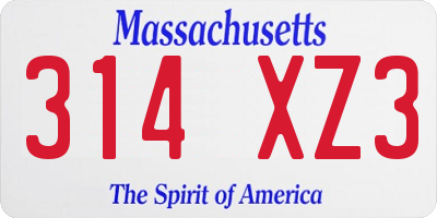 MA license plate 314XZ3