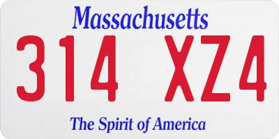 MA license plate 314XZ4