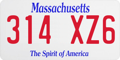 MA license plate 314XZ6