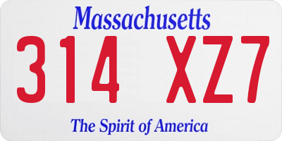 MA license plate 314XZ7