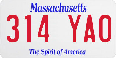 MA license plate 314YA0
