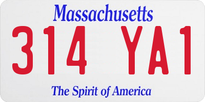 MA license plate 314YA1