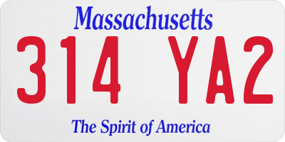 MA license plate 314YA2