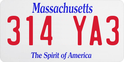 MA license plate 314YA3