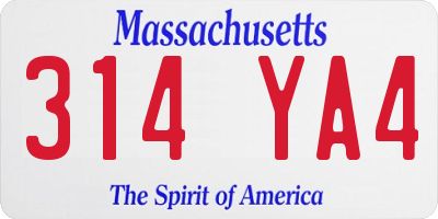 MA license plate 314YA4