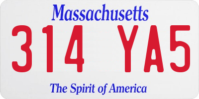 MA license plate 314YA5