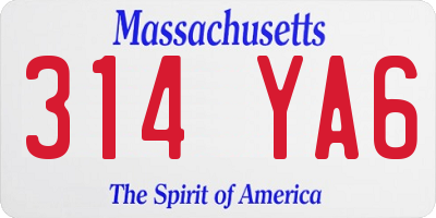 MA license plate 314YA6