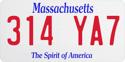 MA license plate 314YA7