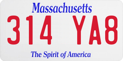 MA license plate 314YA8