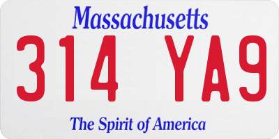 MA license plate 314YA9