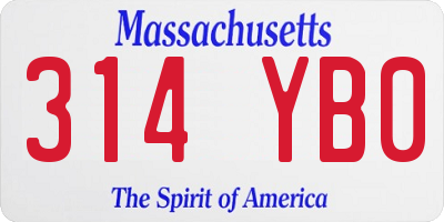 MA license plate 314YB0