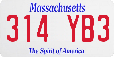 MA license plate 314YB3