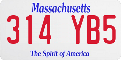 MA license plate 314YB5