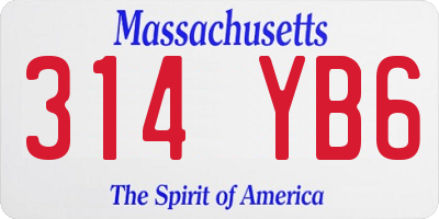 MA license plate 314YB6